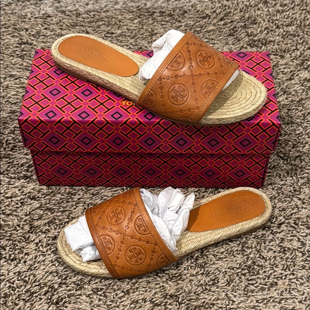 Tory Burch Brown Slide Sandals